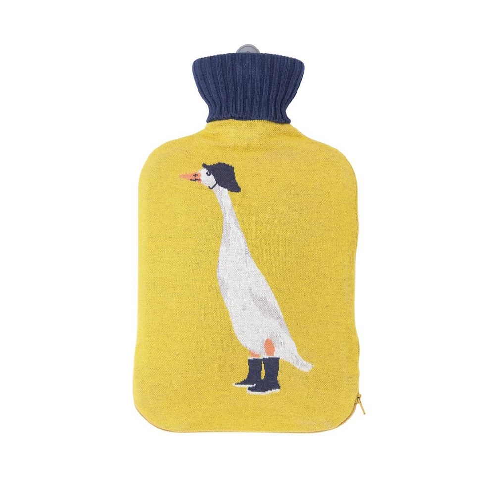 Delia Duck Hot Water Bottle by Joules in Antique Gold